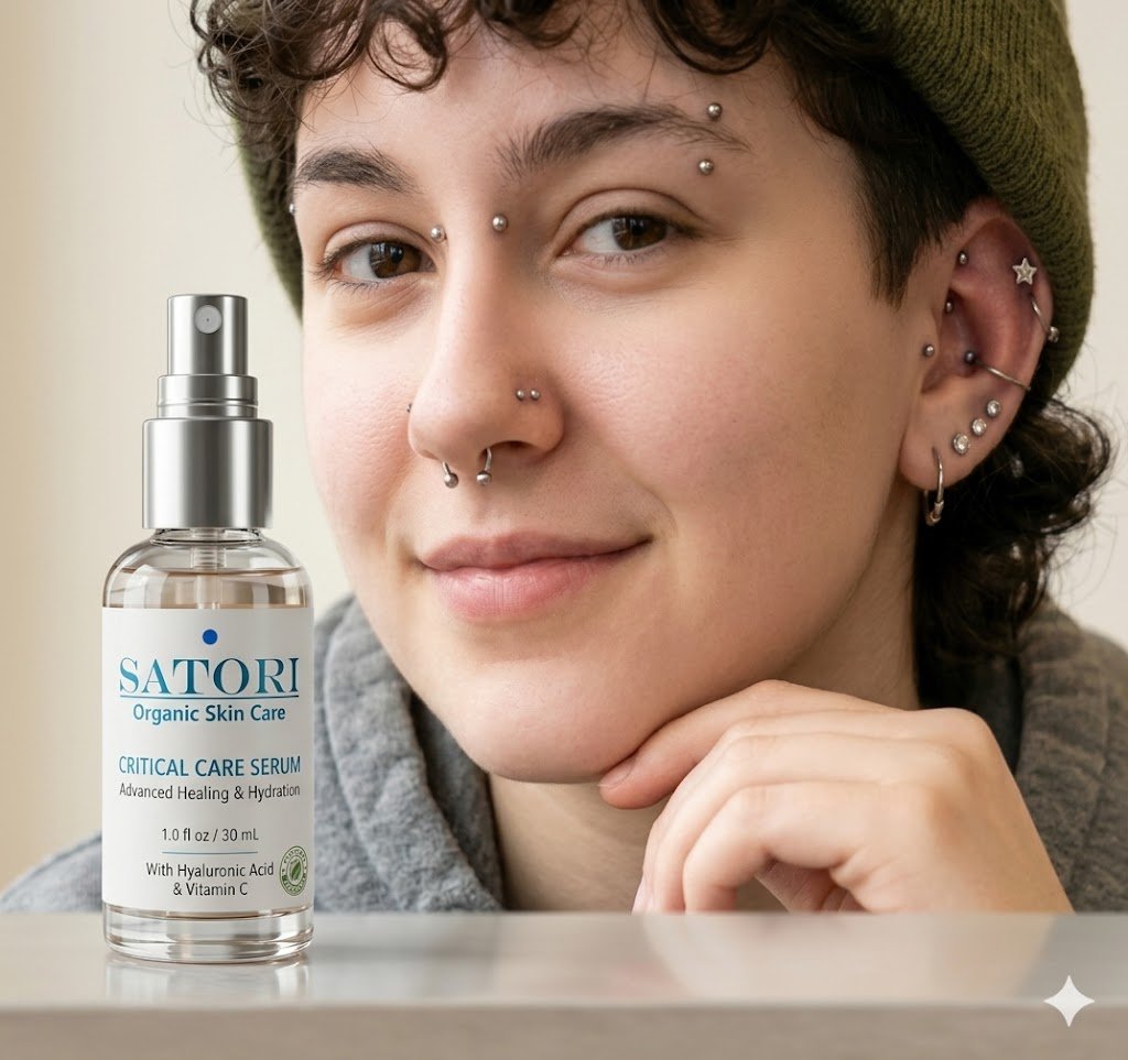 Smooth, healthy skin around healed piercing